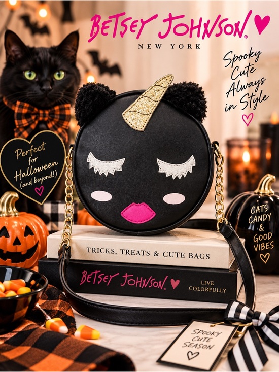 Betsey Johnson Handbags - Betsey Johnson Black Unicorn Cat Canteen Crossbody Bag NWT $53 MSRP Halloween